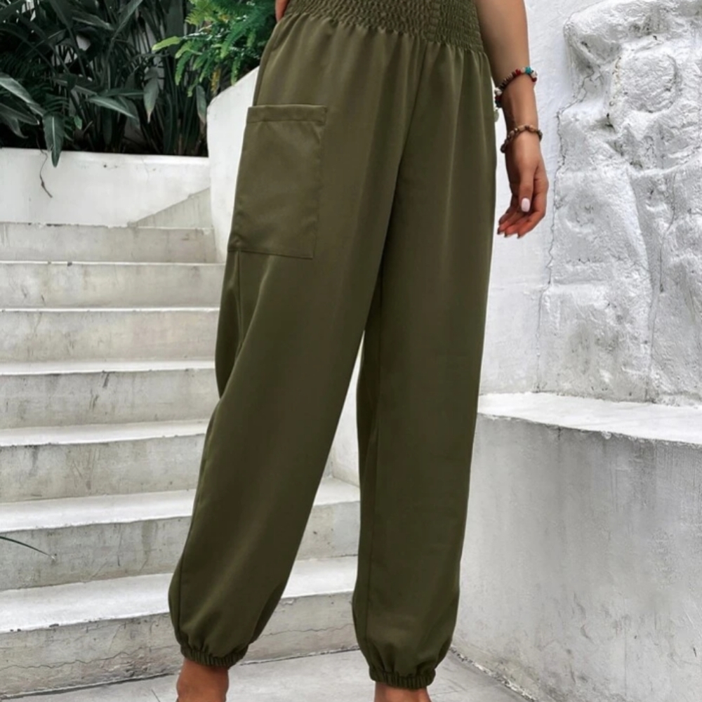Shein Military Green Shirred Joggers sz 6 NWT - Picture 4 of 5